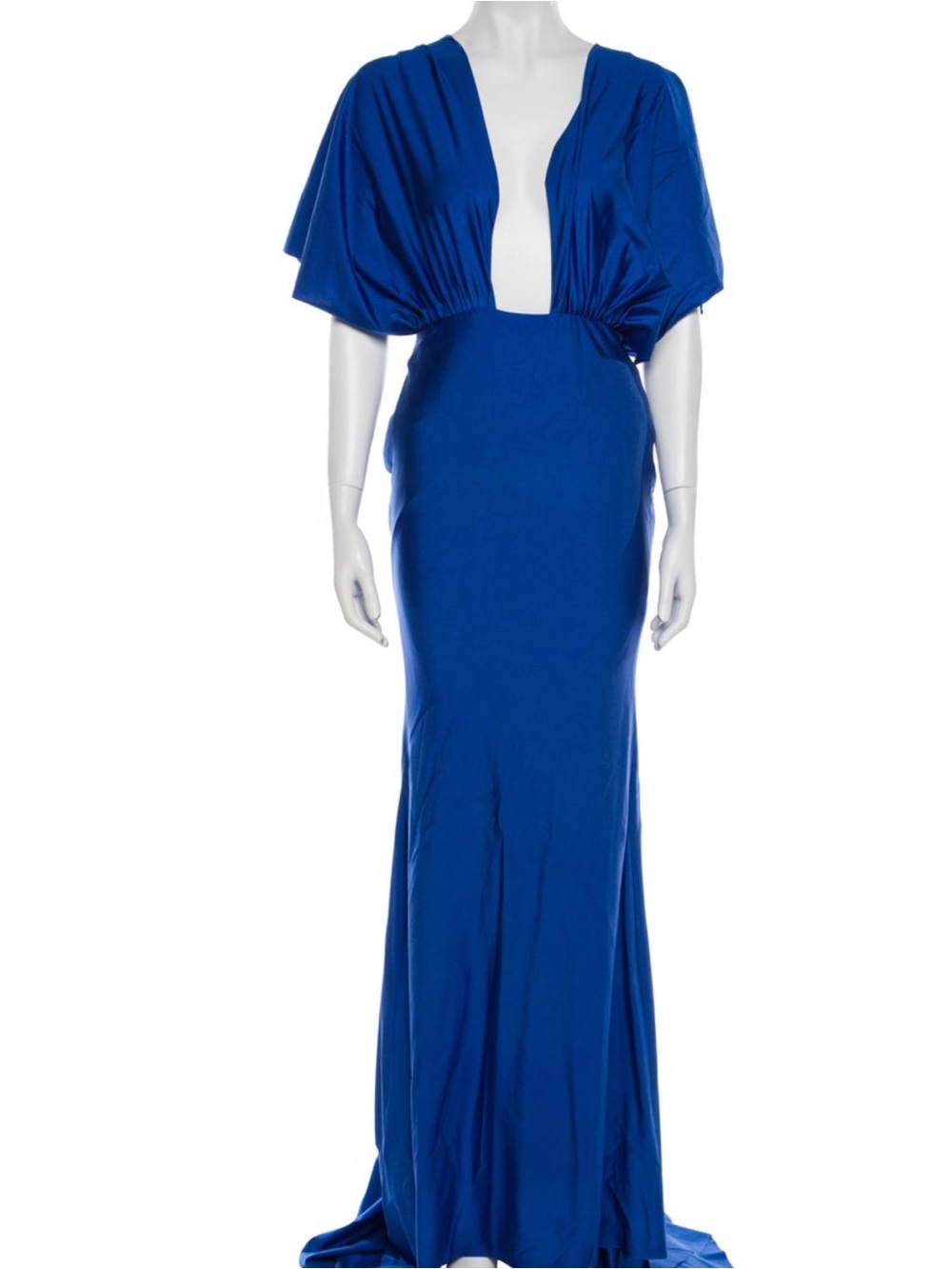 Portia and Scarlett Cobalt Blue Plunging V-Neck Maxi Gown